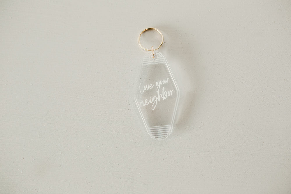 
                  
                    Load image into Gallery viewer, Vintage Keychain - Clear Love your neighbor
                  
                
