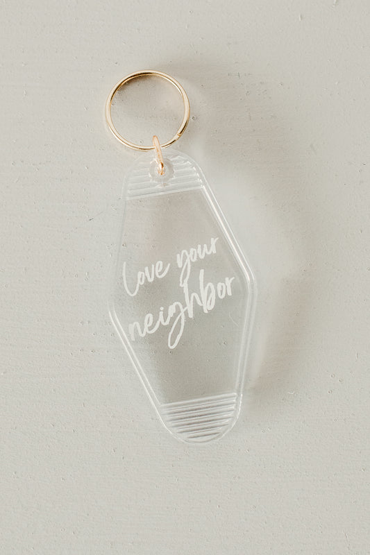 Vintage Keychain - Clear Love your neighbor