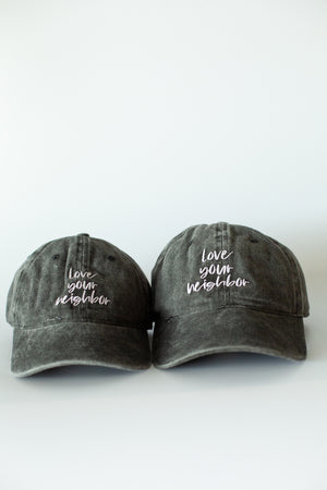 
                  
                    Load image into Gallery viewer, Love your neighbor -  Baseball Cap - Washed Black | 2 sizes
                  
                