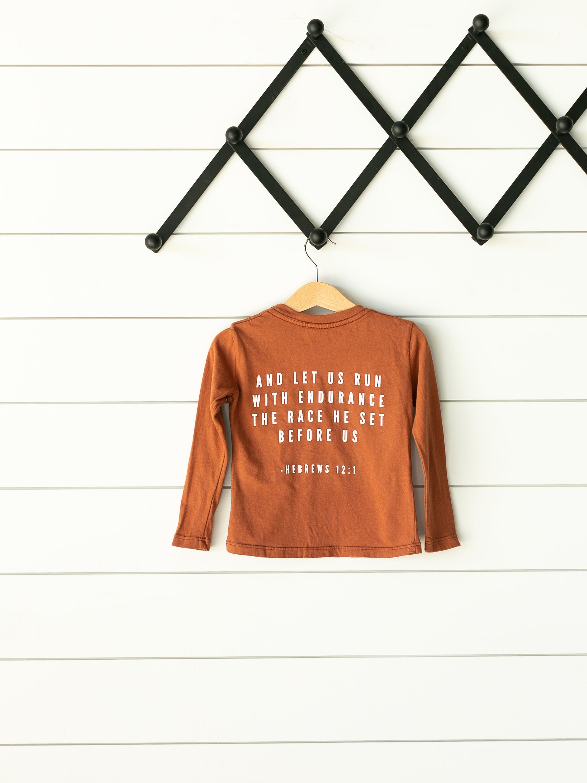Made in the USA | Hebrews 12:1 Kid L/S Crewneck Tee - Sunburn