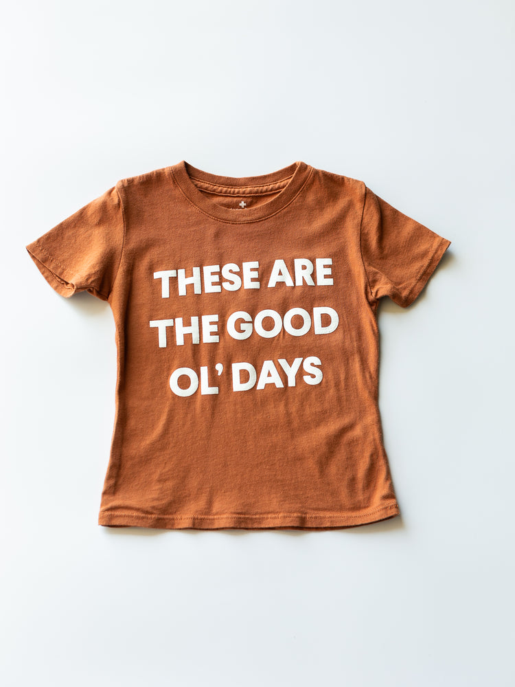 
                  
                    Load image into Gallery viewer, Made in the USA | These Are The Good Ol&amp;#39; Days Kid S/S Crewneck Tee - Sunburn
                  
                