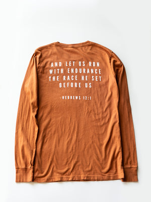 
                  
                    Load image into Gallery viewer, Made in the USA | Hebrews 12:1 Unisex L/S Crewneck Tee - Sunburn
                  
                