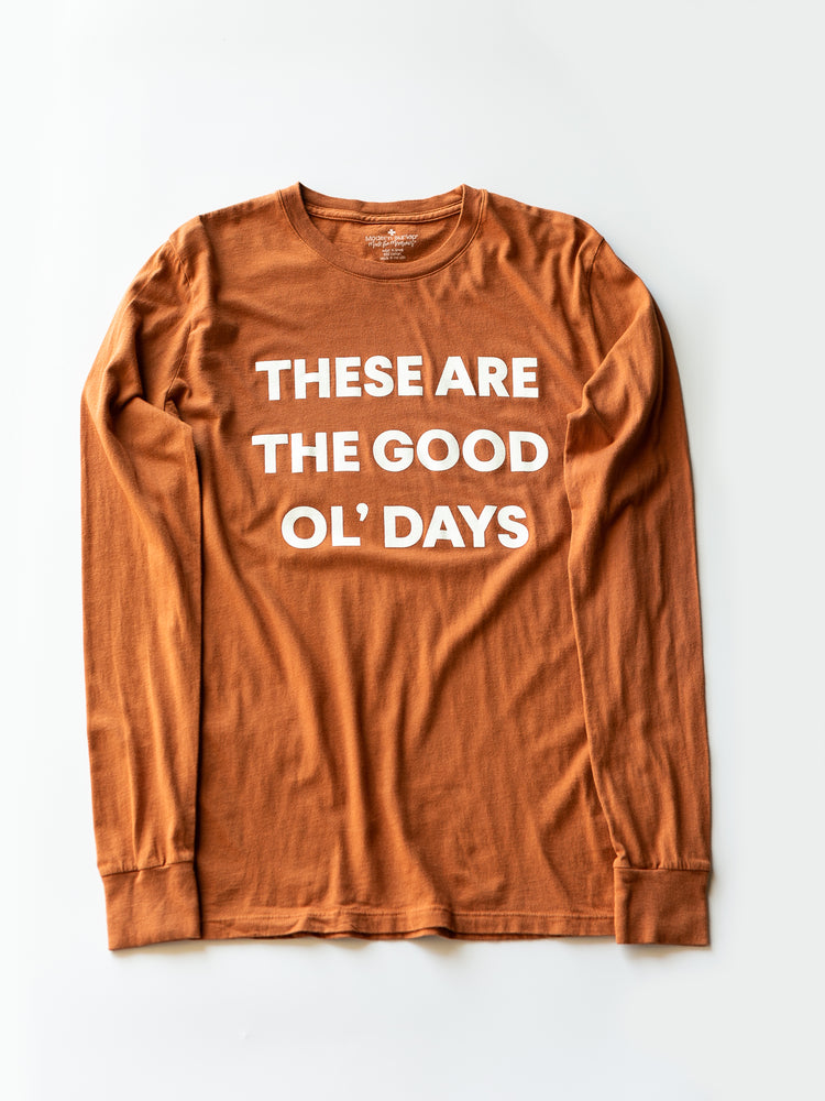 
                  
                    Load image into Gallery viewer, Made in the USA | These Are The Good Ol&amp;#39; Days Unisex L/S Crewneck Tee - Sunburn
                  
                