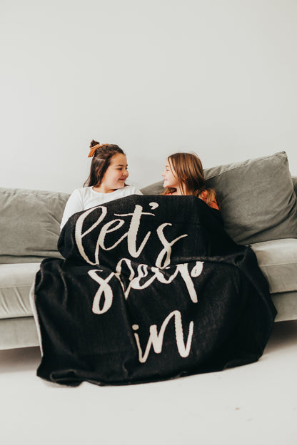 Let's Sleep In Recycled Cotton Throw Blanket | Made in USA