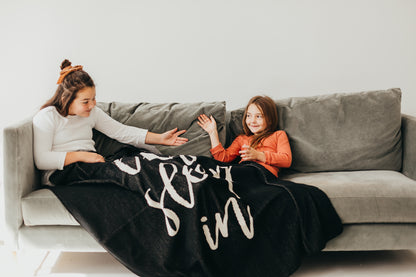 Let's Sleep In Recycled Cotton Throw Blanket | Made in USA