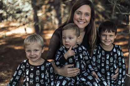 Organic Baby + Kids Pajama Set | White on Black Coffee Love©