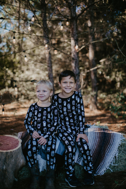 Organic Baby + Kids Pajama Set | White on Black Coffee Love©