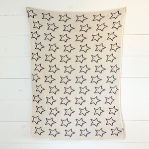 
                  
                    Load image into Gallery viewer, Made in the USA | Recycled Cotton Blend Throw Blanket | Stars on Natural
                  
                