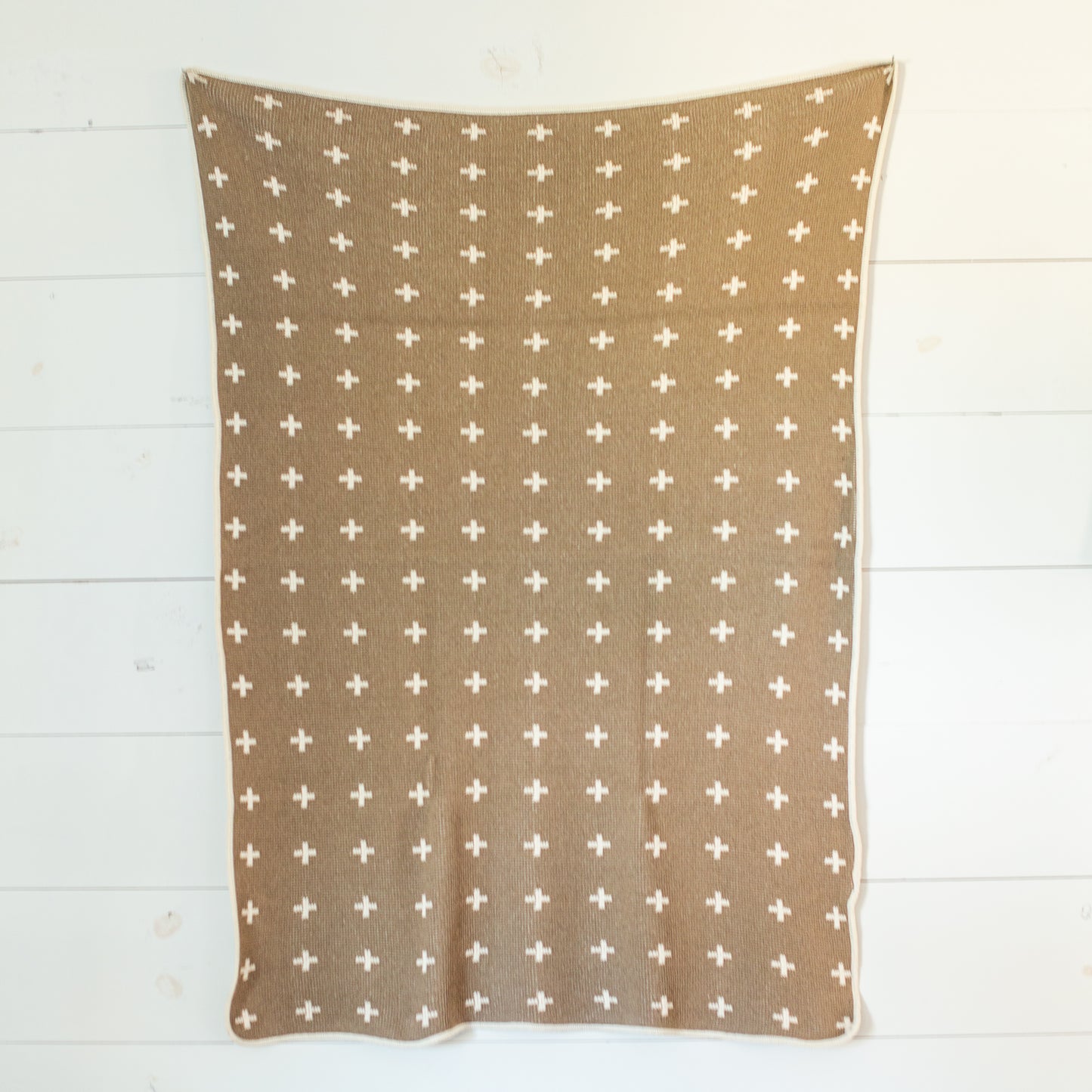 Modern Burlap Mini Swiss Cross throw blanket made in the USA