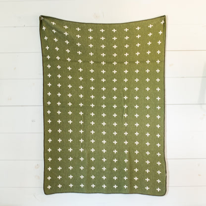Mini Swiss Cross recycled cotton blanket by Modern Burlap