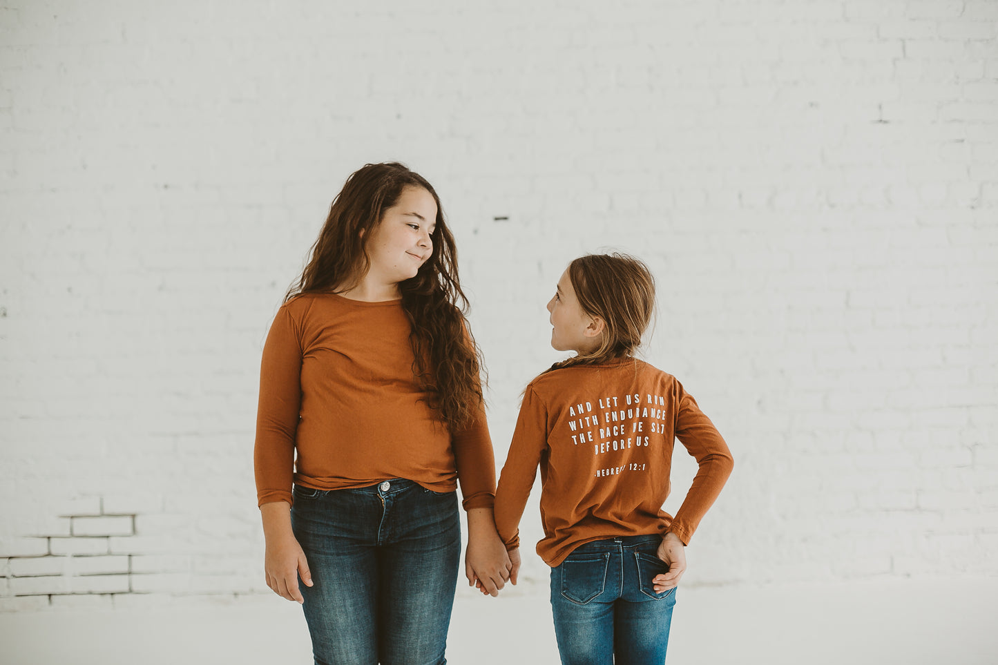Made in the USA | Hebrews 12:1 Kid L/S Crewneck Tee - Sunburn