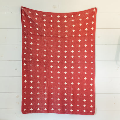 Modern Burlap Mini Swiss Cross blanket for nursery and home