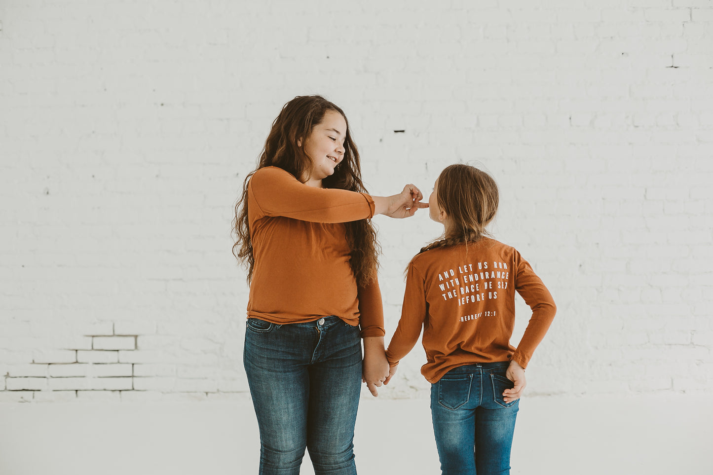 Made in the USA | Hebrews 12:1 Kid L/S Crewneck Tee - Sunburn