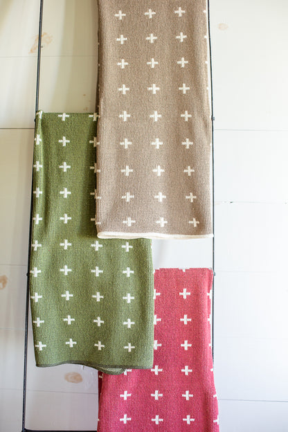 Modern Burlap Mini Swiss Cross recycled cotton throw
