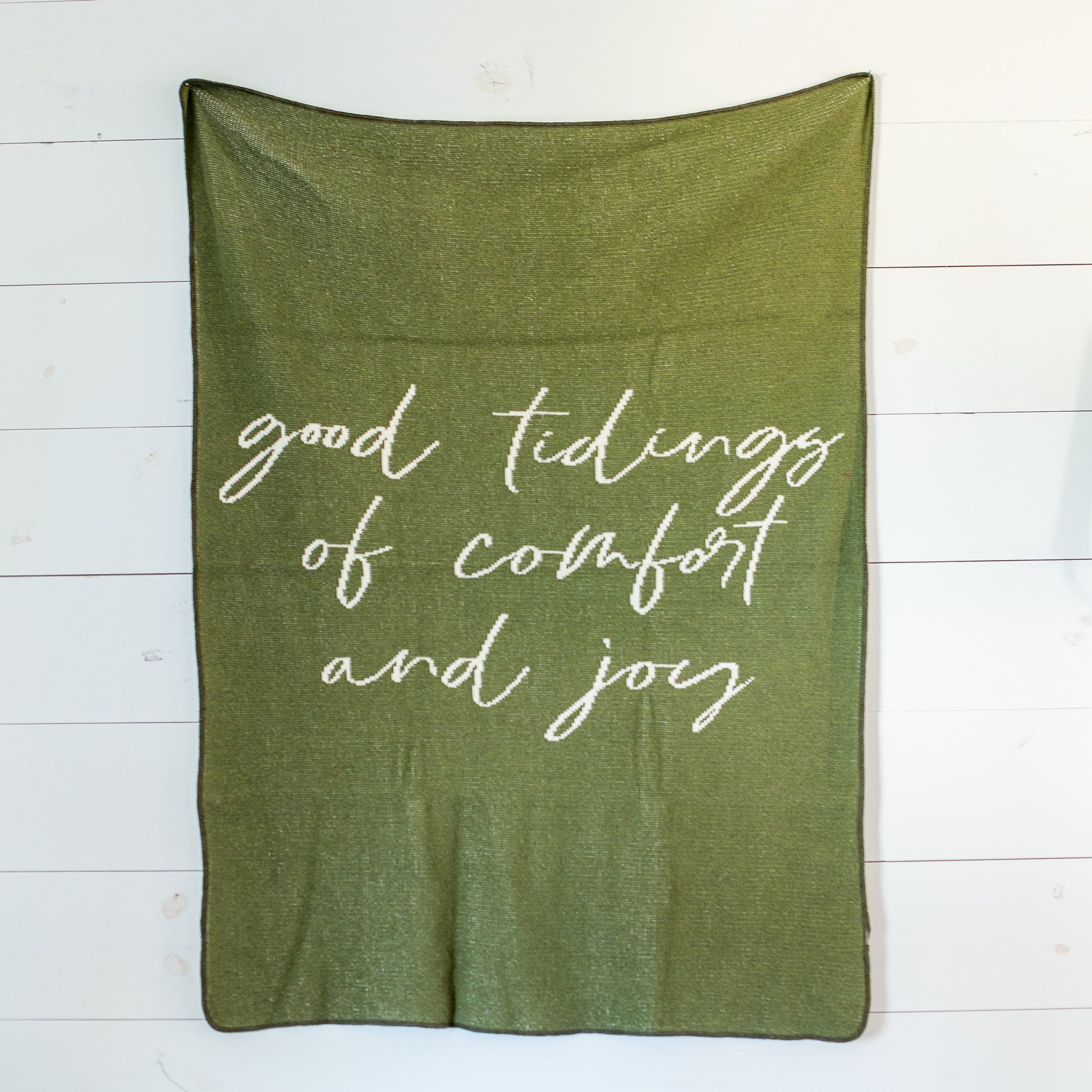 Good Tidings of Comfort and Joy recycled cotton throw by Modern Burlap