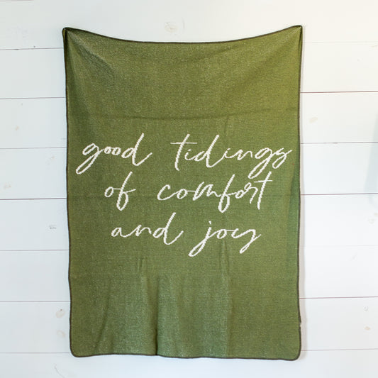 Good Tidings of Comfort and Joy recycled cotton throw by Modern Burlap