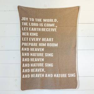 
                  
                    Load image into Gallery viewer, Made in the USA | Recycled Cotton Blend Joy to the World Block Throw Blanket
                  
                