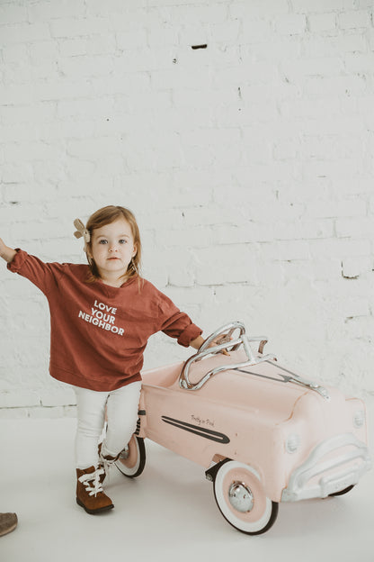 Love Your Neighbor Kids Sweatshirt | GOTS Certified Organic Cotton