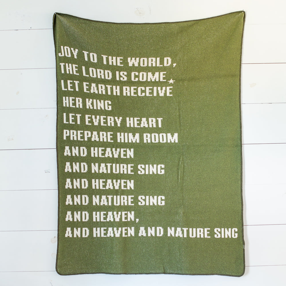 Made in the USA | Recycled Cotton Blend Joy to the World Block Throw Blanket