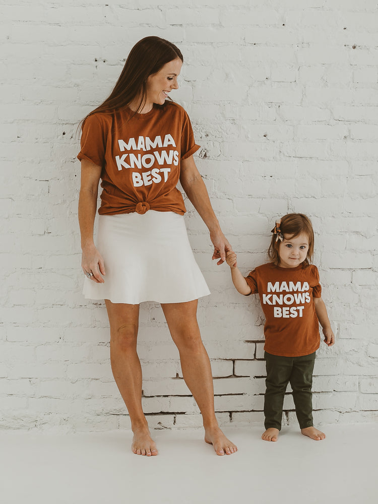 
                  
                    Load image into Gallery viewer, Made in the USA | Mama Knows Best Kid S/S Crewneck Tee - Sunburn
                  
                
