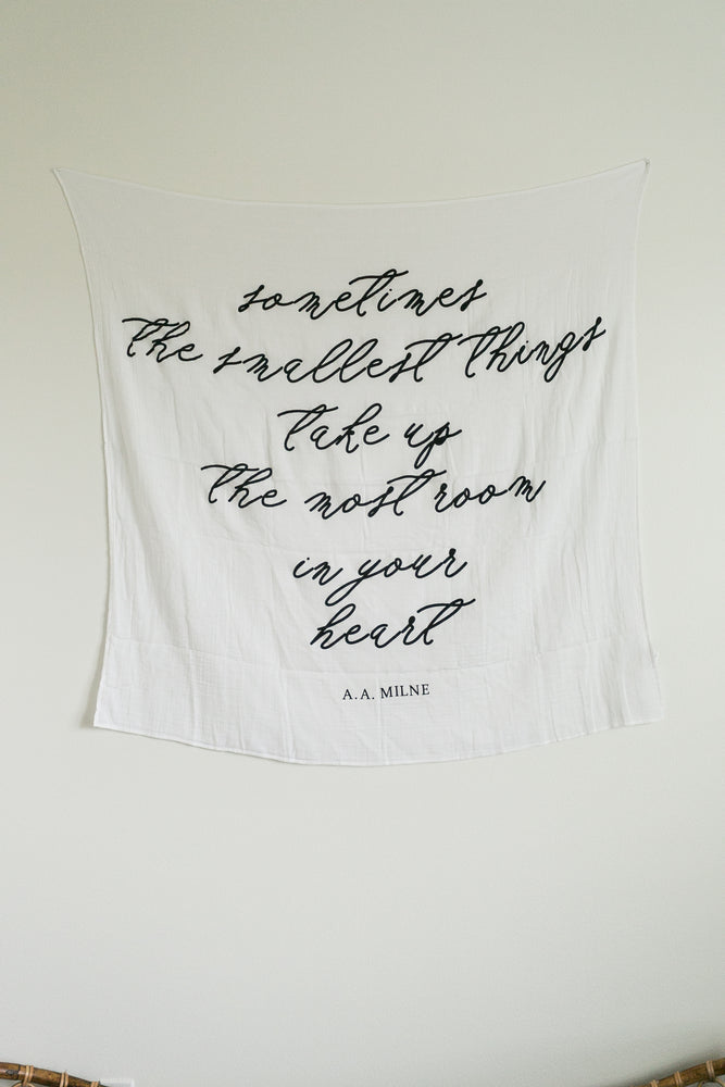 Organic Swaddle + Wall Art - Sometimes the smallest things