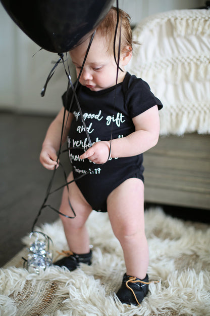 James 1:17 Organic Short Sleeve Bodysuit | GOTS Certified Organic Cotton