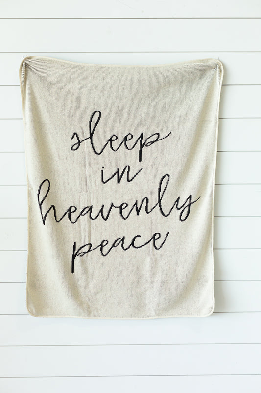 Sleep in Heavenly Peace recycled cotton throw blanket by Modern Burlap