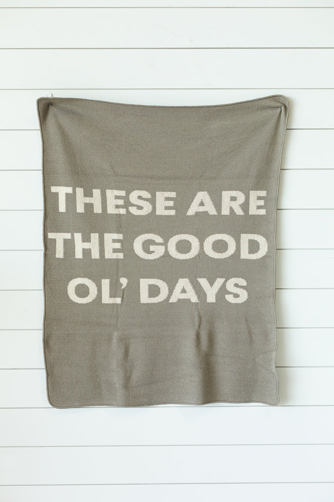 
                  
                    Load image into Gallery viewer, Made in the USA | Recycled Cotton Blend These are the Good ol’ Days Throw Blanket
                  
                
