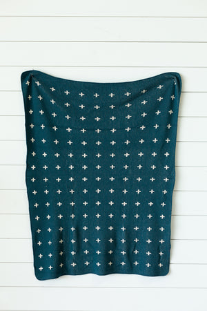 
                  
                    Load image into Gallery viewer, Made in the USA | Recycled Cotton Blend Throw Blanket | Mini Swiss Cross
                  
                