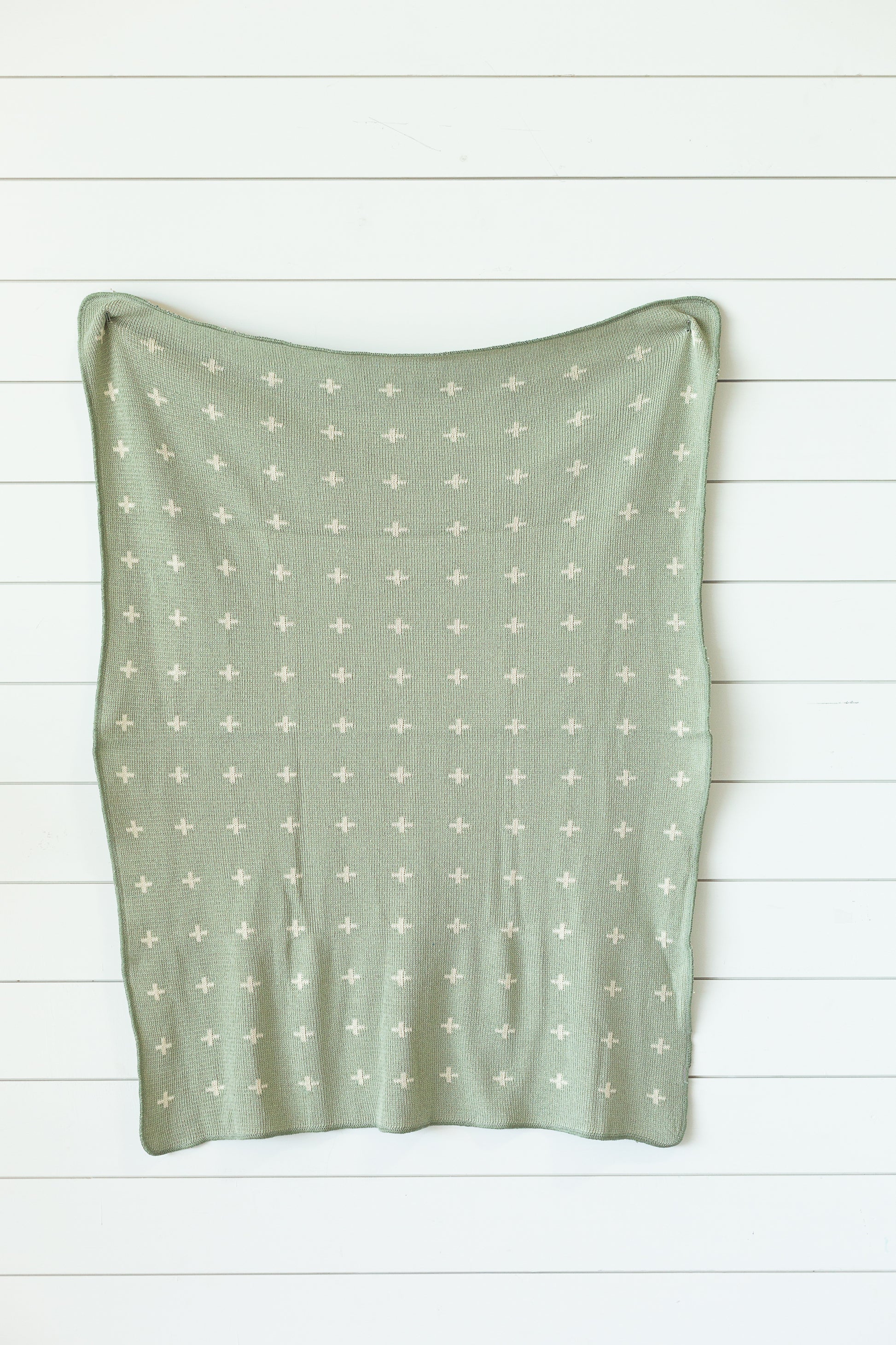 Modern Burlap Mini Swiss Cross family blanket