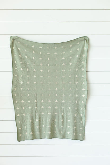 Modern Burlap Mini Swiss Cross family blanket