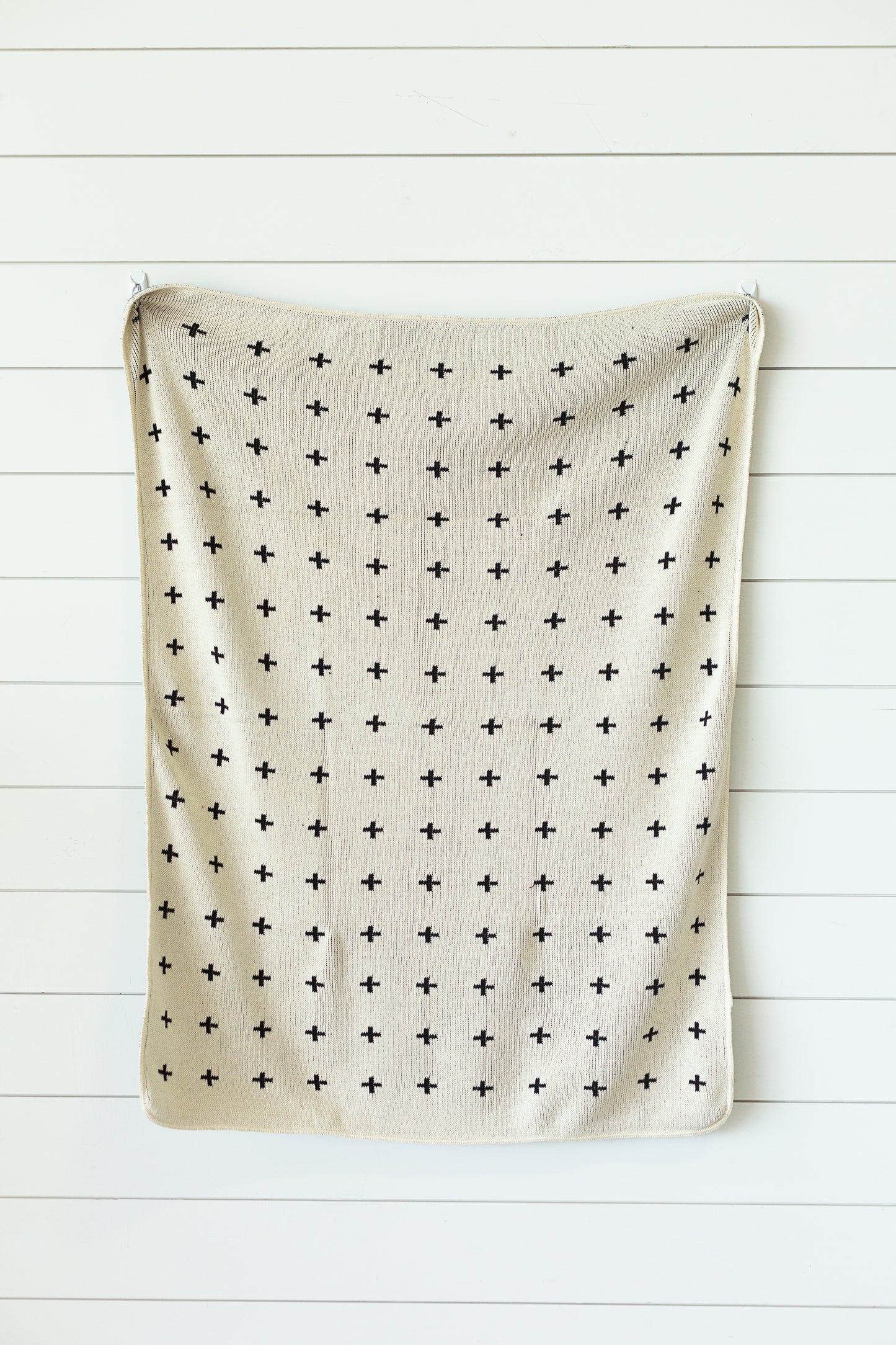 Modern Burlap Mini Swiss Cross throw in a heritage print