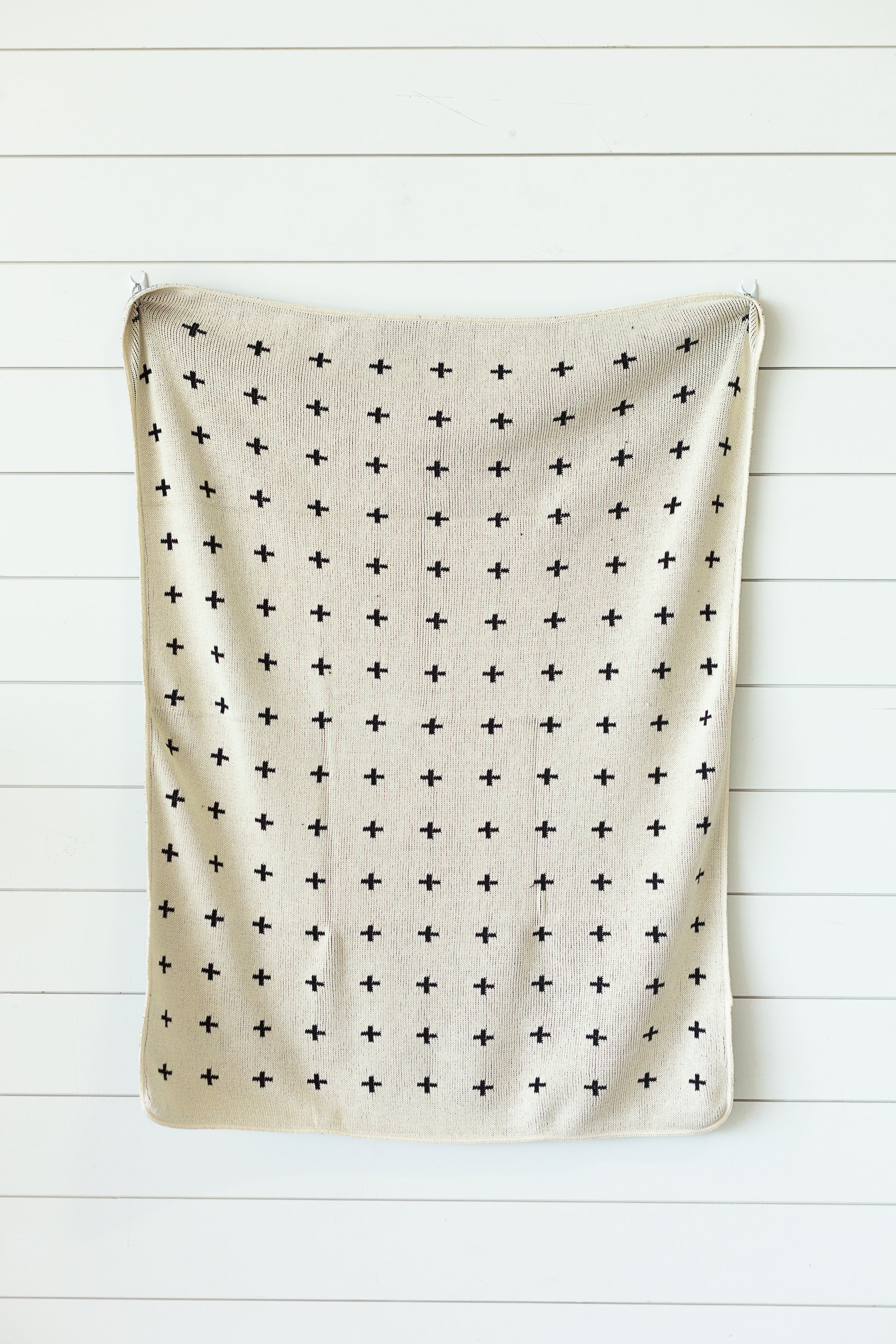 Modern Burlap Mini Swiss Cross throw in a heritage print