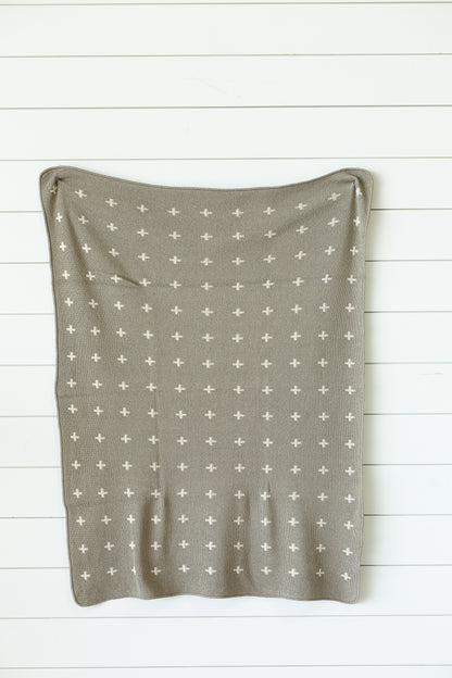 Mini Swiss Cross recycled cotton blanket made in the USA