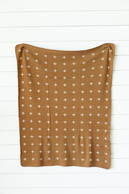 Modern Burlap Mini Swiss Cross nursery blanket
