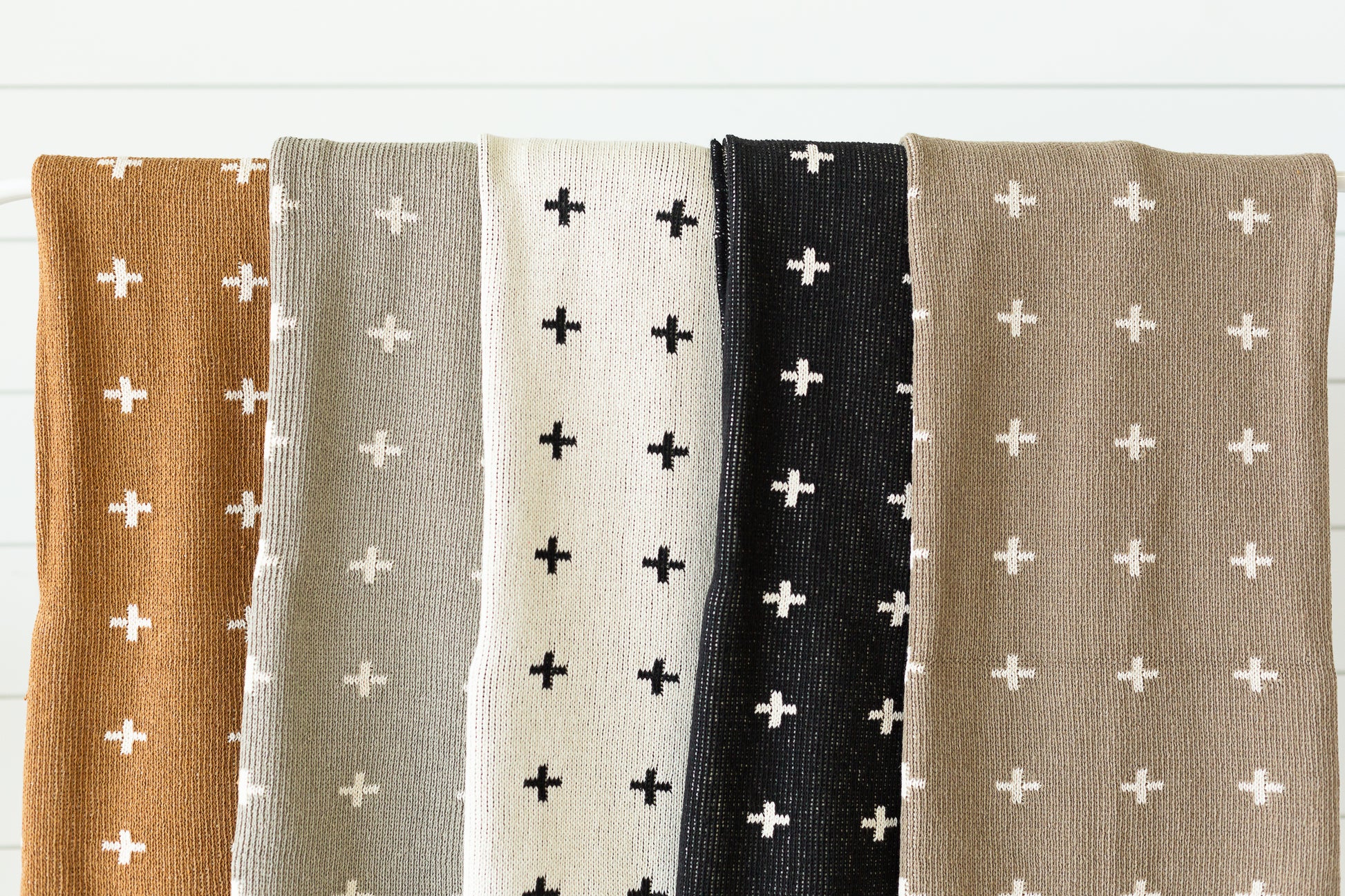 Modern Burlap Mini Swiss Cross home throw blanket