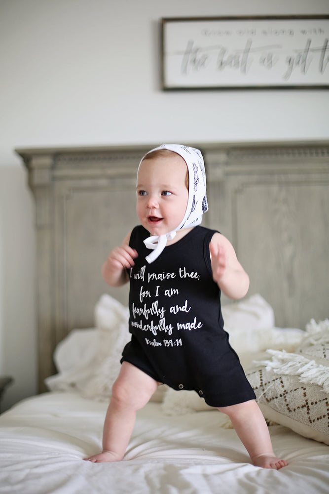 
                  
                    Load image into Gallery viewer, Organic Tank Romper -  Psalm 139:14
                  
                
