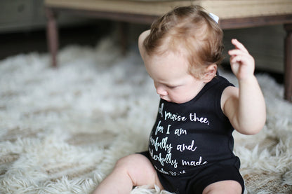 Psalm 139:14 Organic Tank Romper | GOTS Certified Organic Cotton