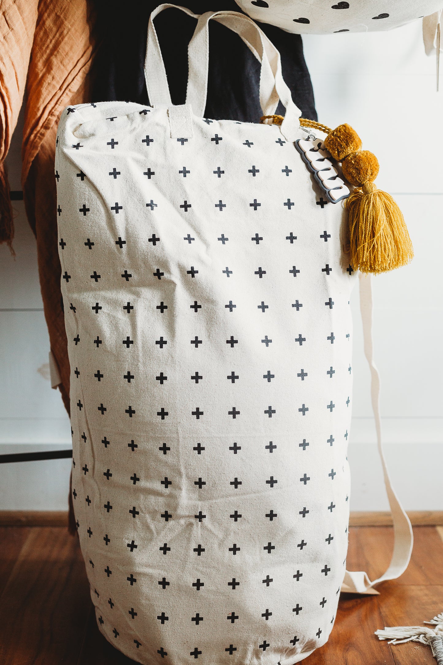 Cotton Canvas Laundry Bag With Shoulder Strap - Prints