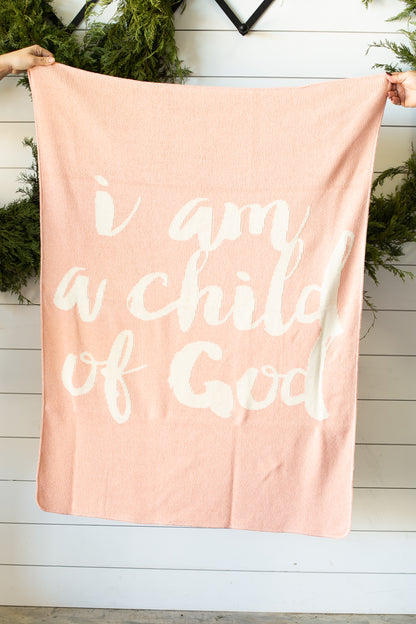 I Am a Child of God Recycled Cotton Throw Blanket | Made in USA