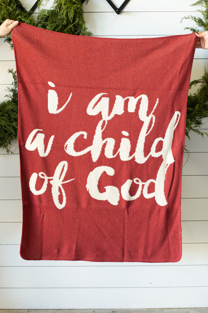 I Am a Child of God Recycled Cotton Throw Blanket | Made in USA