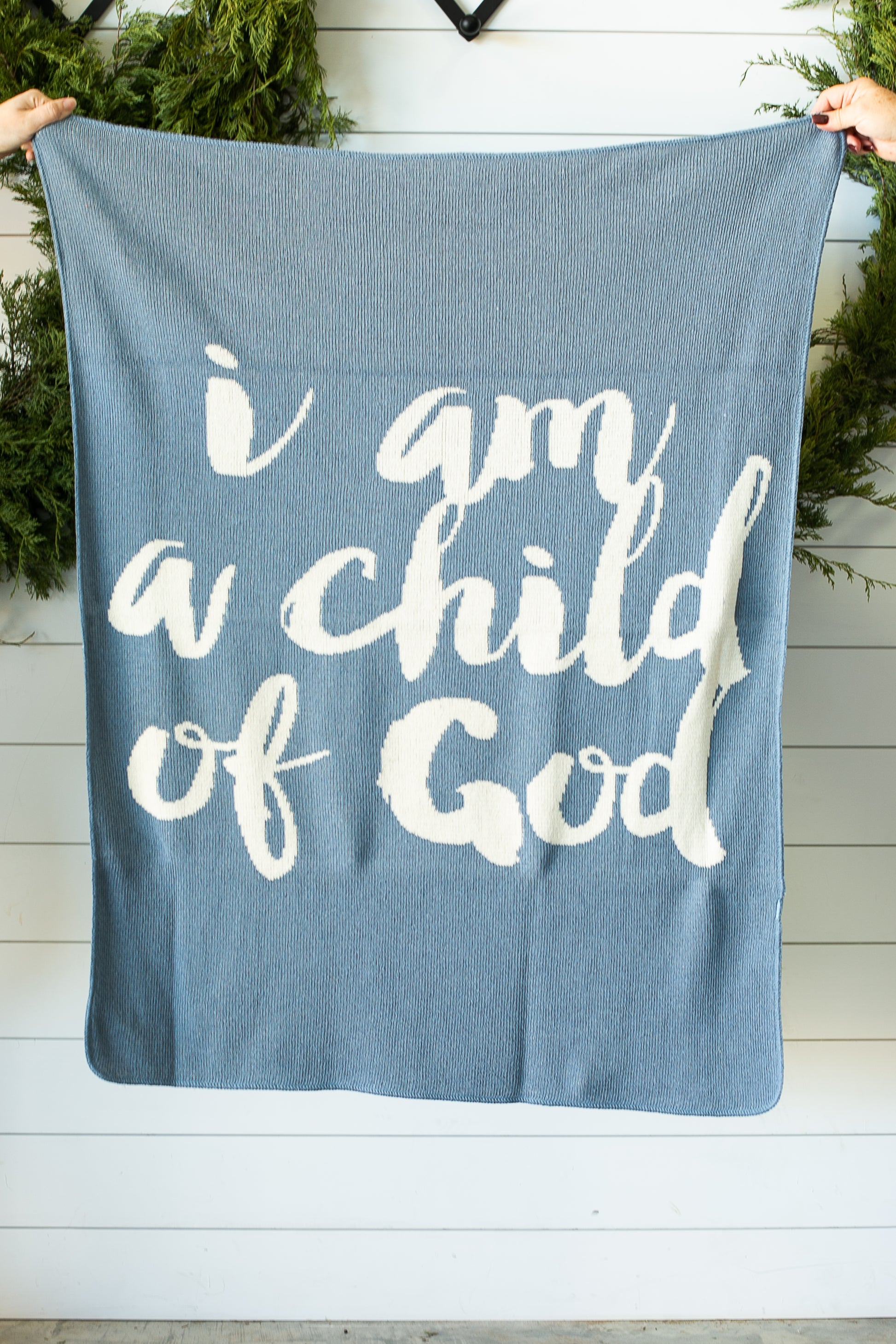 I Am a Child of God Recycled Cotton Throw Blanket | Made in USA