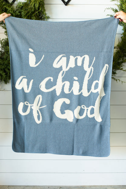 I Am a Child of God Recycled Cotton Throw Blanket | Made in USA