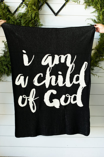 I Am a Child of God Recycled Cotton Throw Blanket | Made in USA