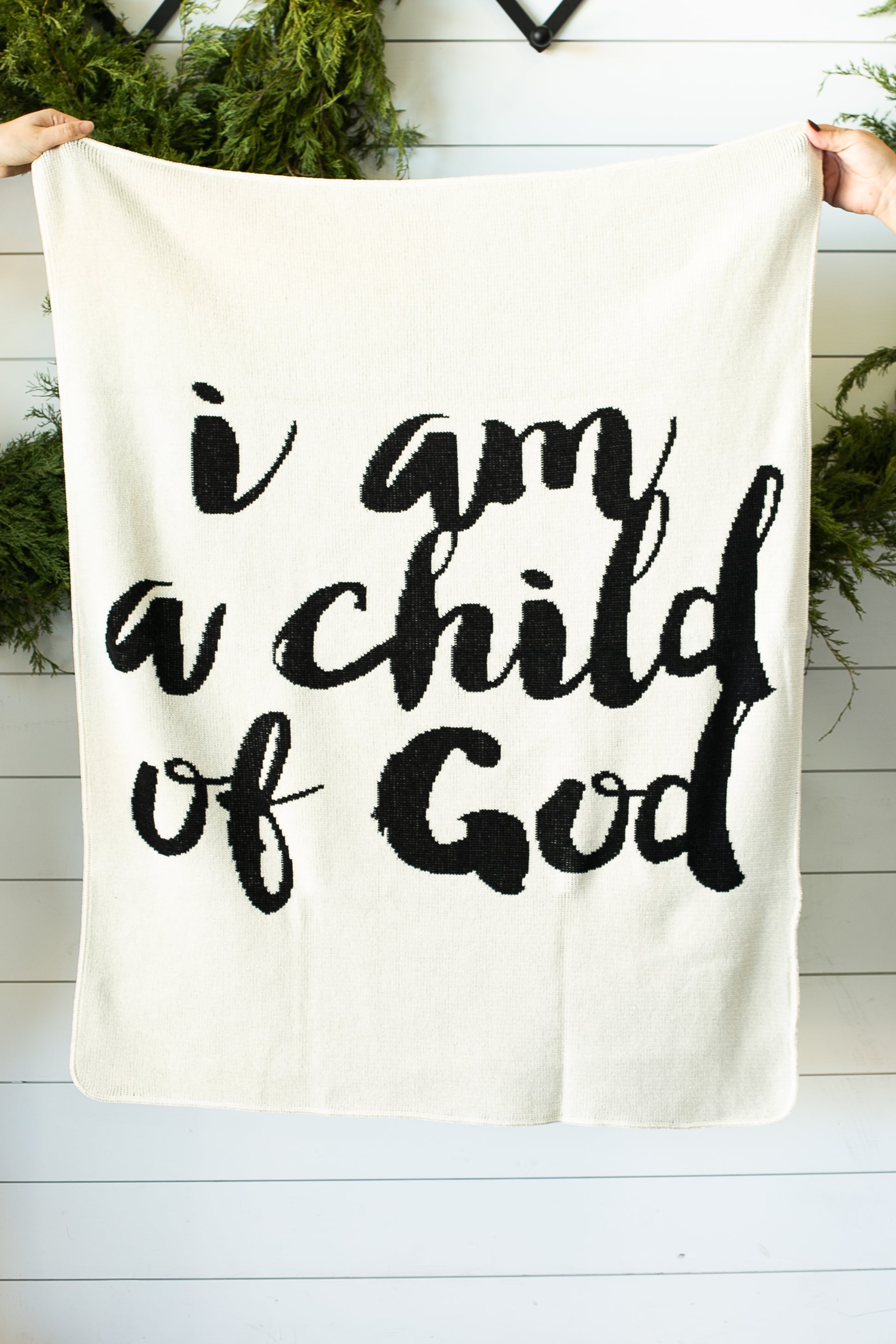 I Am a Child of God Recycled Cotton Throw Blanket | Made in USA