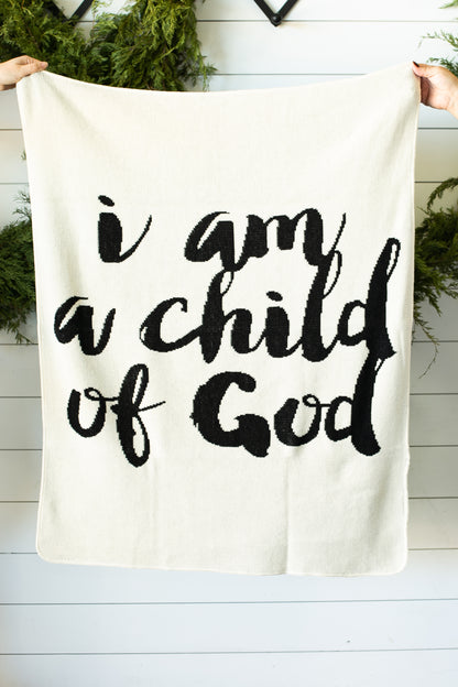 I Am a Child of God Recycled Cotton Throw Blanket | Made in USA