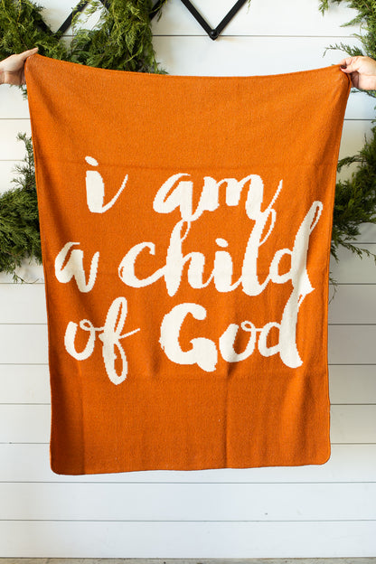 I Am a Child of God Recycled Cotton Throw Blanket | Made in USA