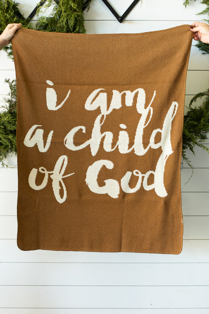 I Am a Child of God Recycled Cotton Throw Blanket | Made in USA