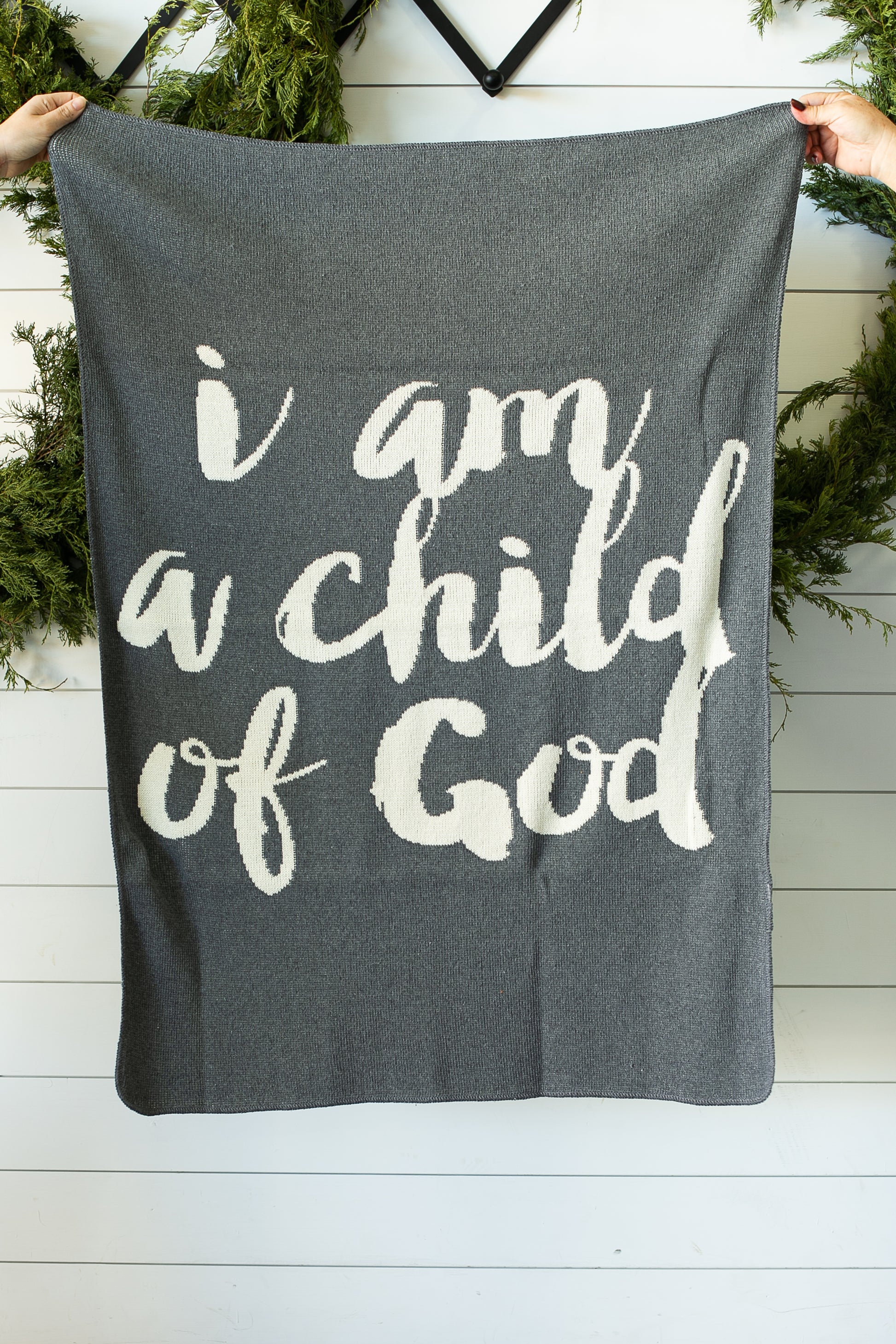 I Am a Child of God Recycled Cotton Throw Blanket | Made in USA