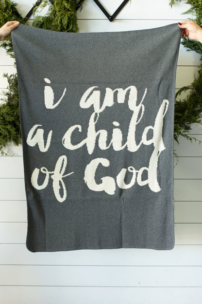 I Am a Child of God Recycled Cotton Throw Blanket | Made in USA